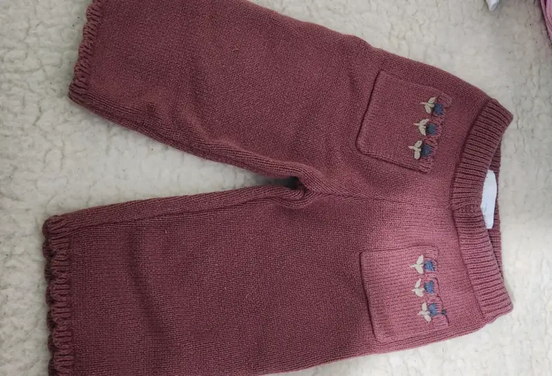 Pantalones de lana para bebé color burdeos - 3