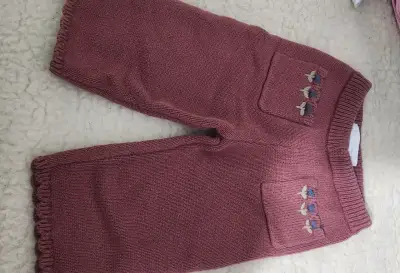 Pantalones de lana para bebé color burdeos - miniatura 3