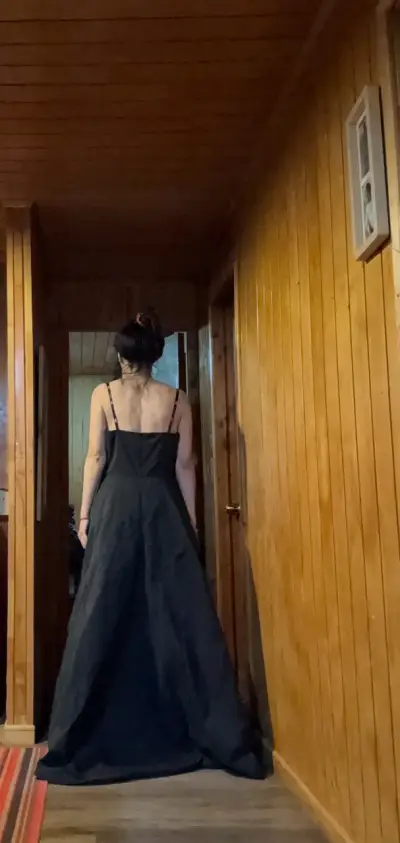 Vestido de fiesta negro con tirantes talla 40 - miniatura 4