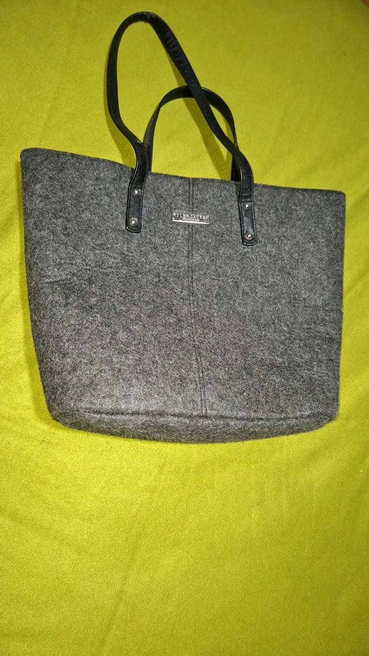 Bolso de mano gris con asas negras - 3