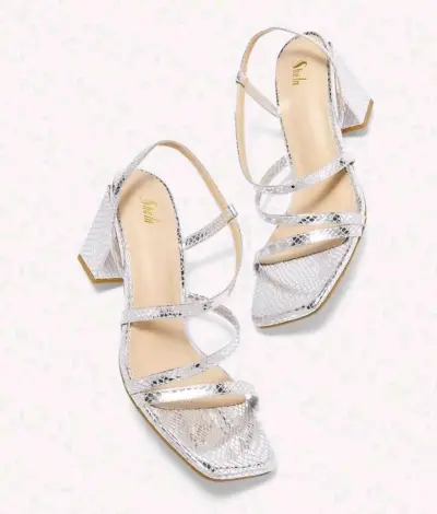 Sandalias de tacón alto plateadas elegantes - miniatura 2
