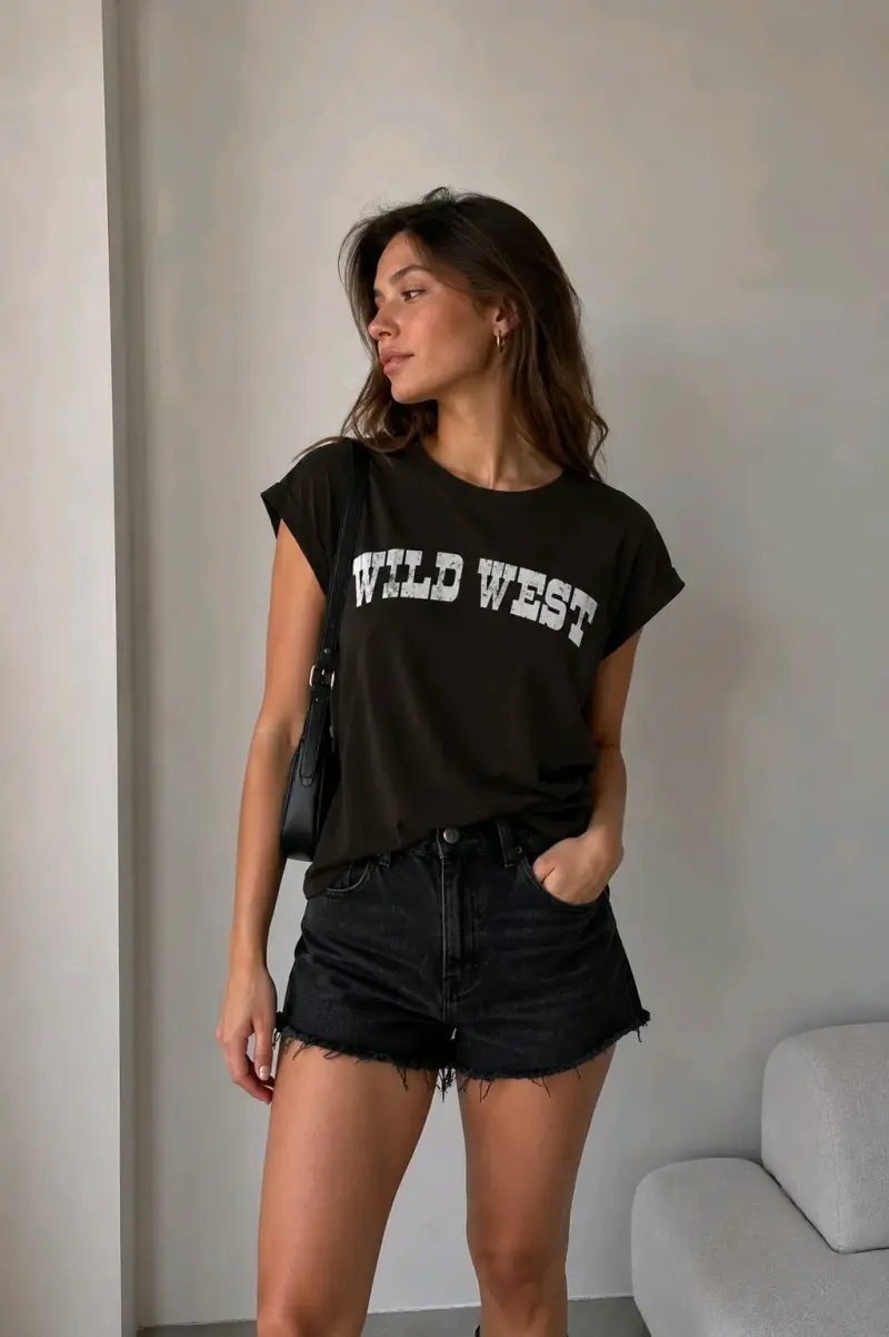 Polera café  Wild West para mujer