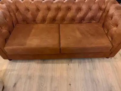 Sofá Chesterfield de Cuero Marrón - miniatura 3