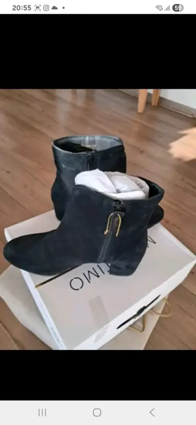 Botines de gamuza negros con cierre lateral - miniatura 2