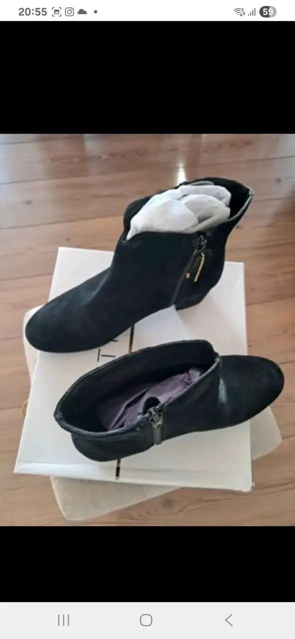 Botines de gamuza negros con cierre lateral - 4