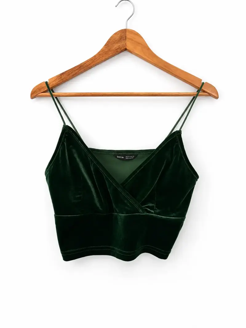 Top de terciopelo verde oscuro Shein - 2