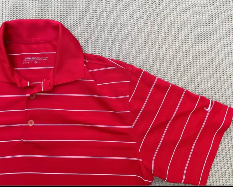 Polera Polo Roja Rayada Nike Golf Dri-Fit - 3
