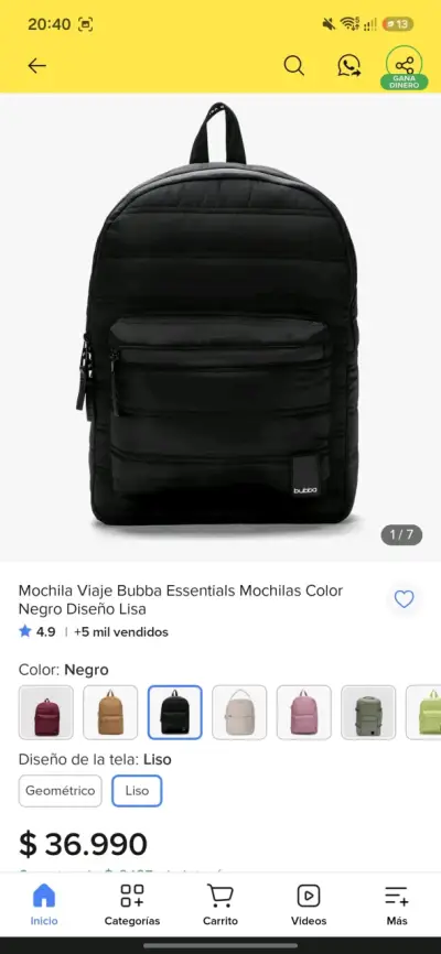 Mochila negra Bubba Essentials acolchada - miniatura 5