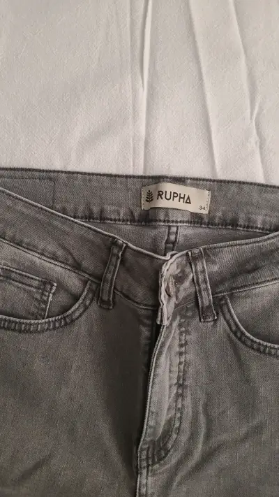 Jeans grises de mezclilla Rupha para mujer - miniatura 2