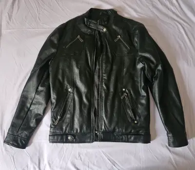 Chaqueta de cuero negra para hombre - miniatura 1