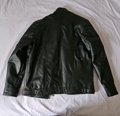 Chaqueta de cuero negra para hombre - miniatura 3