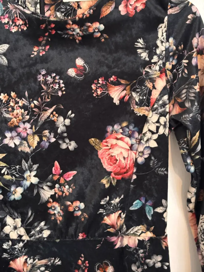 Vestido terciopelo floral de manga larga Sfera - 3