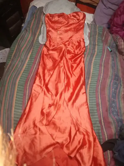 Vestido  largo color naranja - miniatura 1