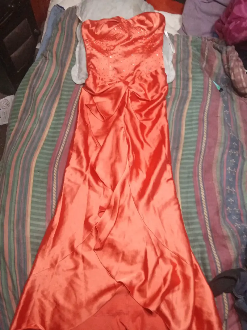 Vestido  largo color naranja - 2