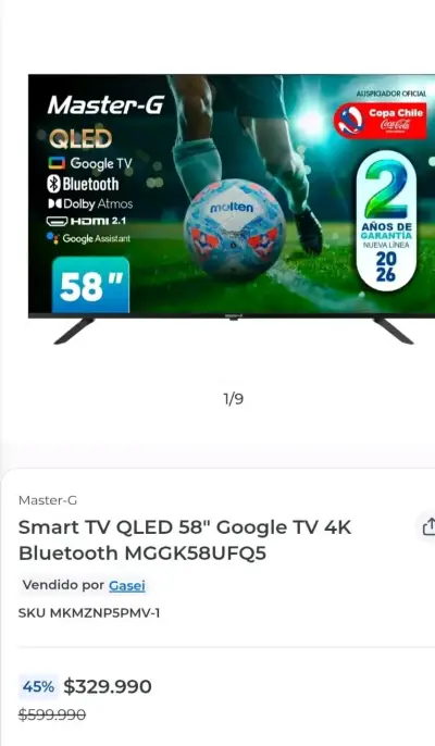 Smart TV QLED 58 pulgadas Master-G con Google TV - miniatura 4