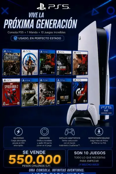 Consola PS5 con 10 juegos físicos - miniatura 1