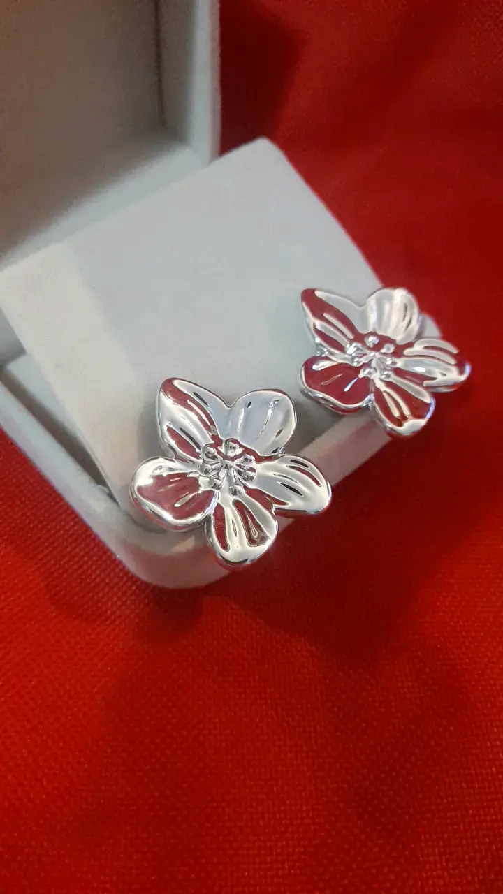 Aros de baño plata en forma de flor - 5