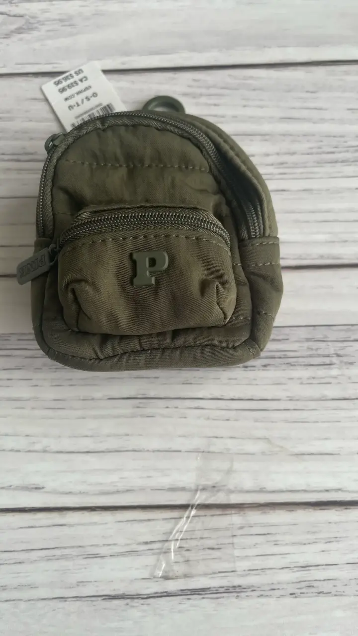 Mini mochila verde oliva Pink con gancho - 3
