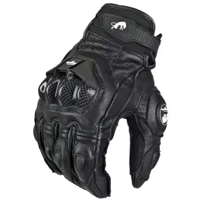 Guantes de moto de cuero negro - miniatura 1