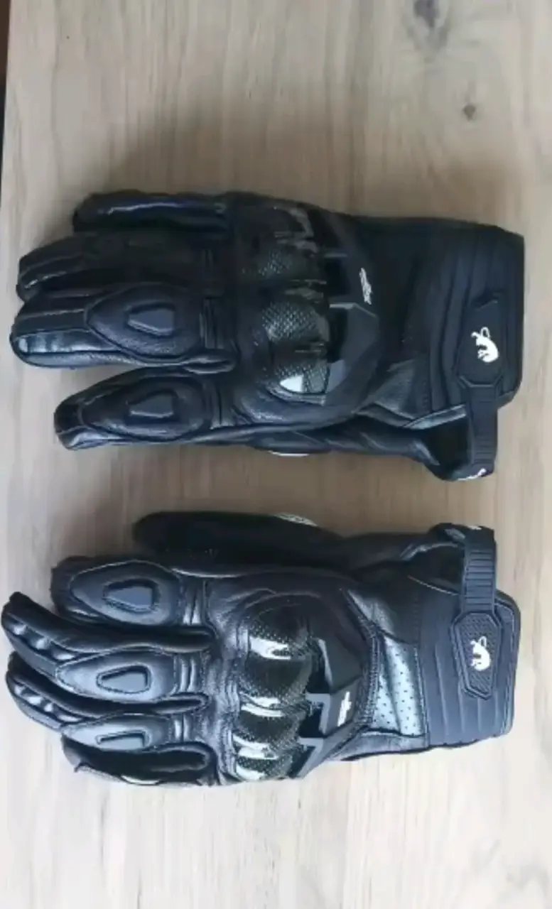 Guantes de moto de cuero negro - 2