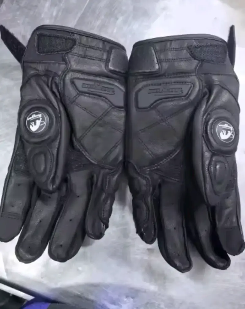 Guantes de moto de cuero negro - 4
