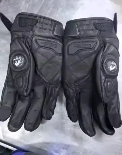 Guantes de moto de cuero negro - miniatura 4