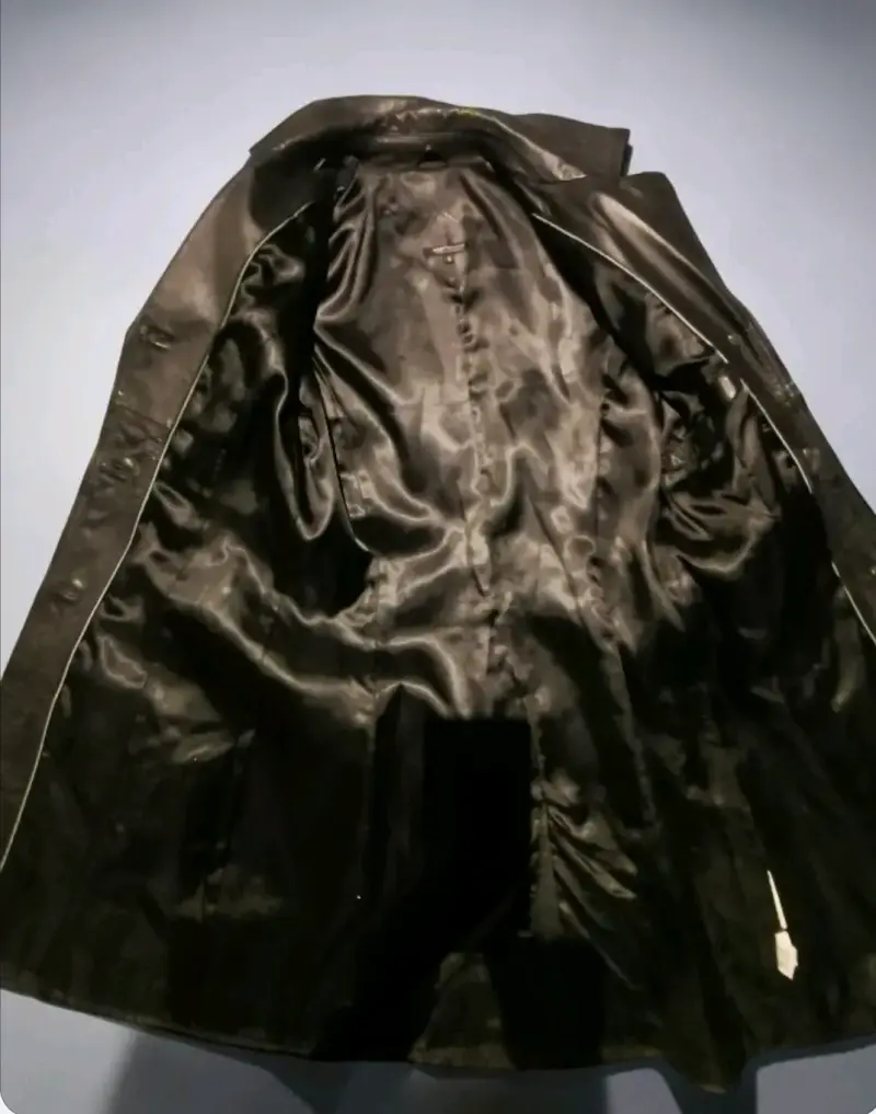 Abrigo de cuero negro para mujer - 3