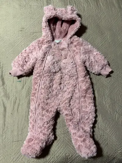 Enterito de bebé peludo rosa con capucha Limonada - miniatura 1
