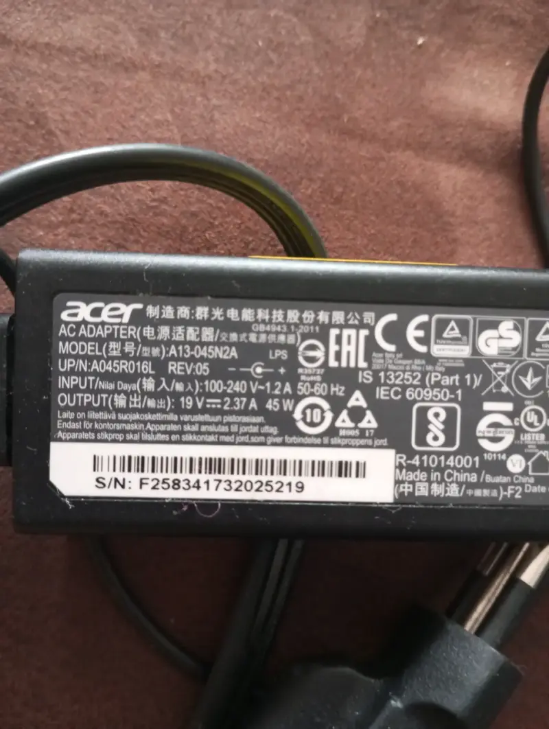 Cargador Original Acer 19V 2.37A 45W Punta Fina Pa - 3