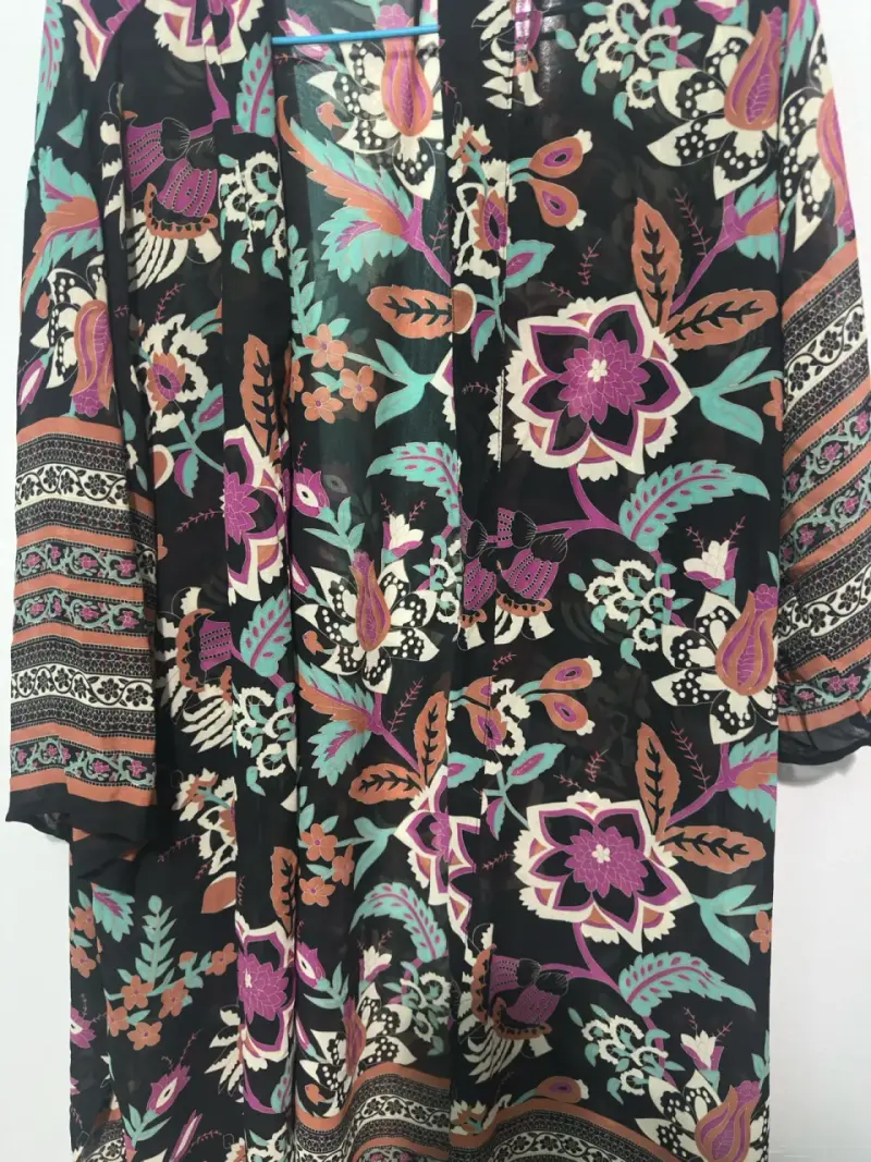 Kimono floral negro Zibel talla M - 3