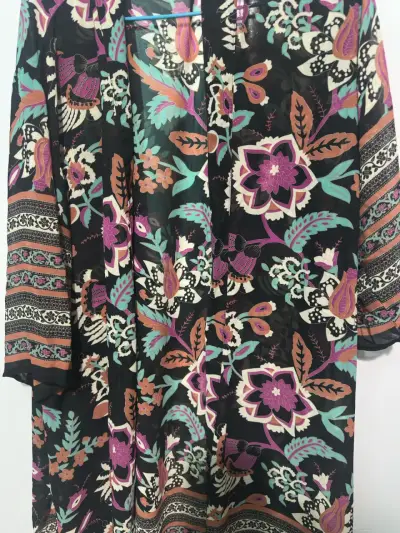 Kimono floral negro Zibel talla M - miniatura 3