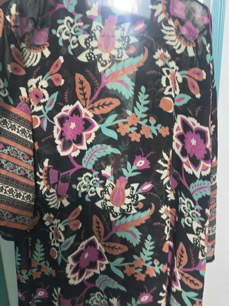 Kimono floral negro Zibel talla M - 4
