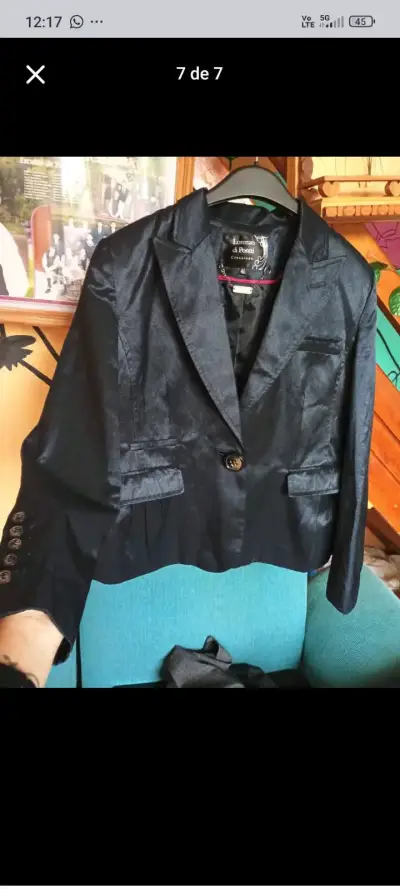 Blazer de mujer a cuadros gris talla M - miniatura 2
