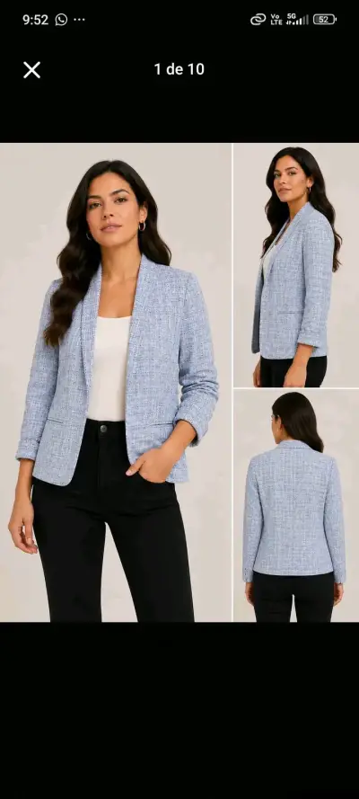 Blazer de mujer a cuadros gris talla M - miniatura 3