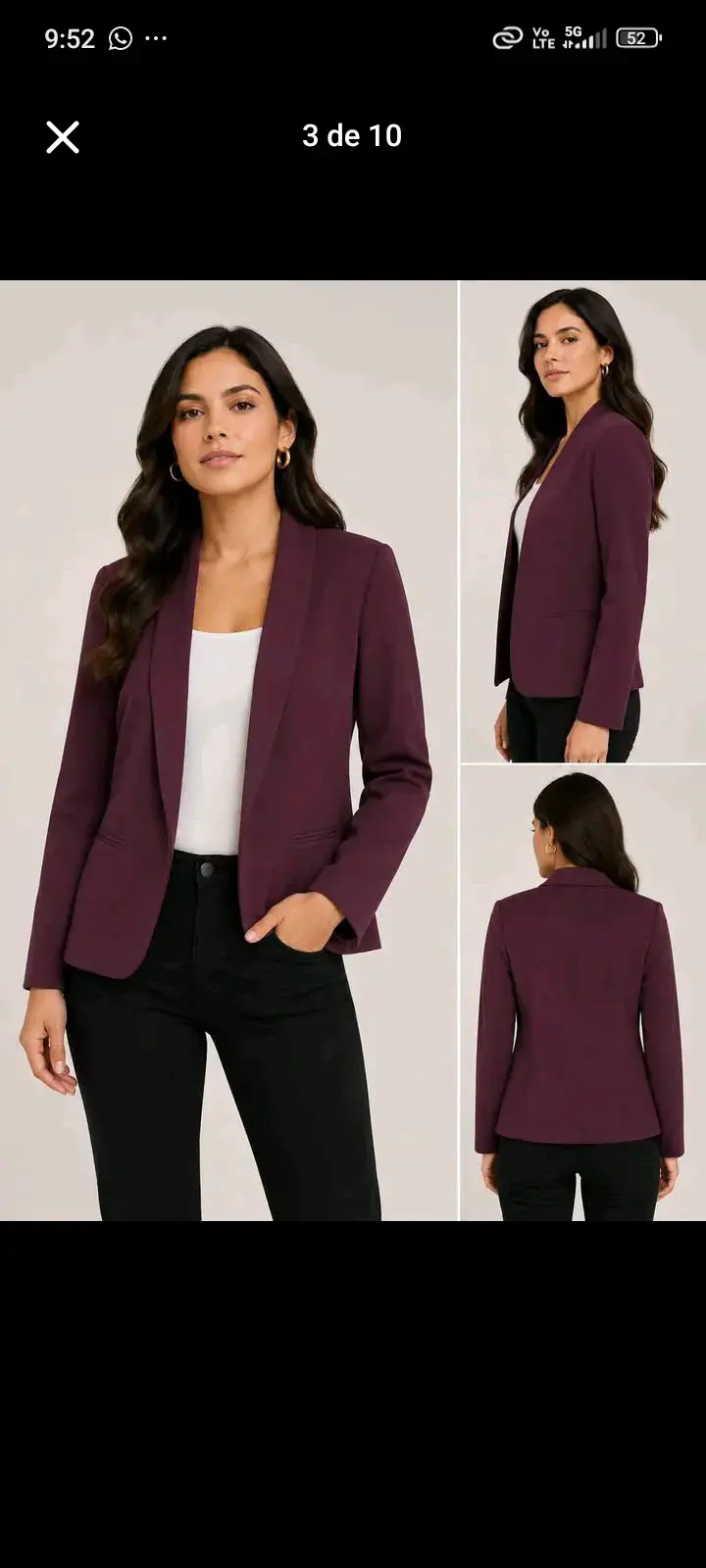 Blazer de mujer a cuadros gris talla M - 4