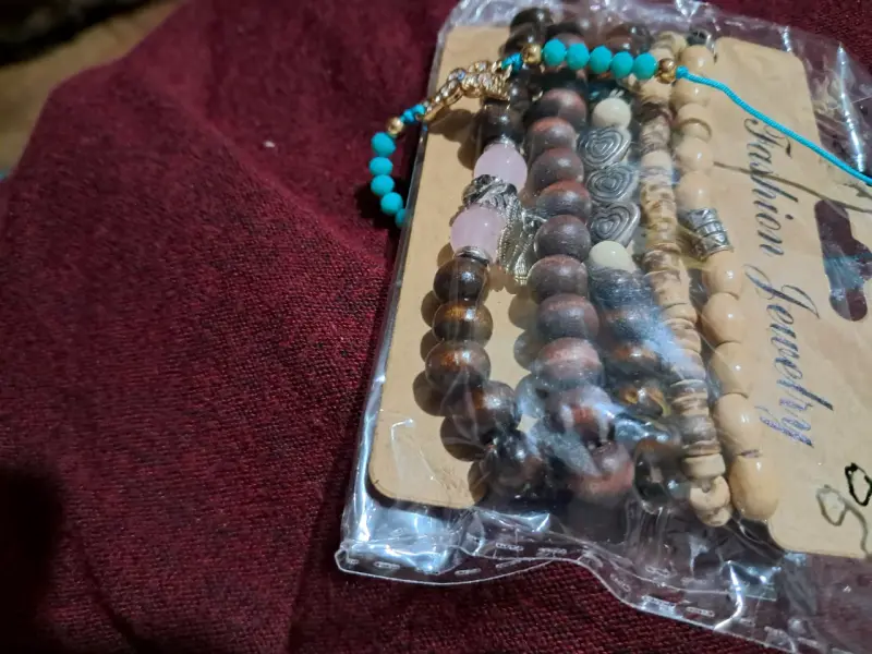 Set de Pulseras de Madera y Piedras Naturales - 3