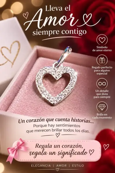 Colgante de Corazón con Cristales Brillantes - miniatura 1