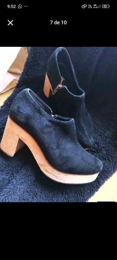 Botines de cuero negro con plataforma - miniatura 1