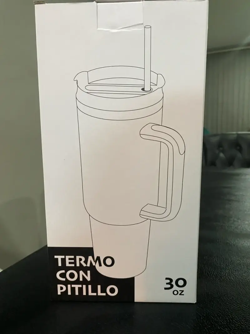 Vaso térmico azul con tapa y pajilla - 5