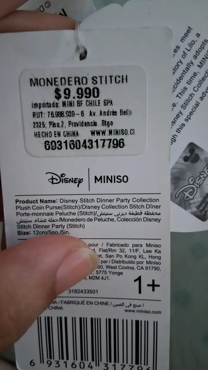 Monedero de Peluche Stitch Miniso NUEVO - 3