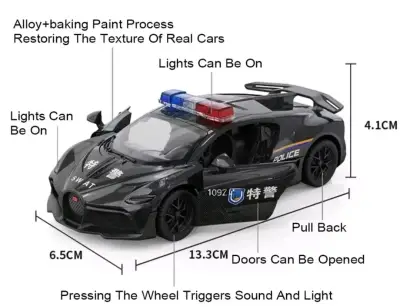 Auto Bugatti Divo Police con Luces y Sonido. 1:32 - miniatura 4