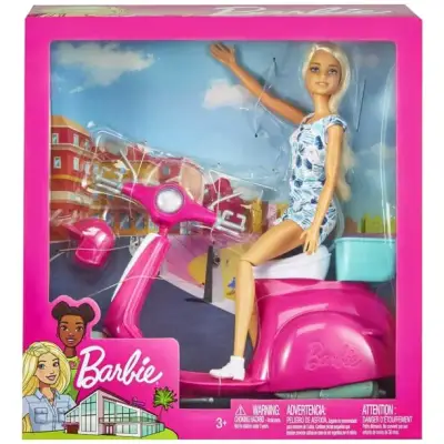 Muñeca Barbie con Scooter Rosado - miniatura 1