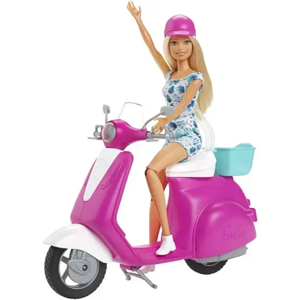 Muñeca Barbie con Scooter Rosado - 3