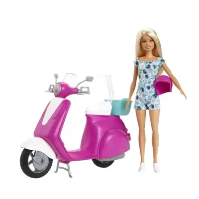 Muñeca Barbie con Scooter Rosado - miniatura 4