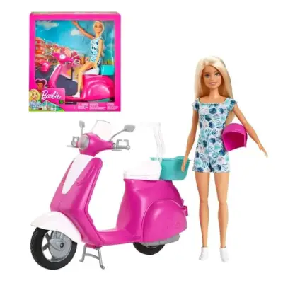 Muñeca Barbie con Scooter Rosado - miniatura 6