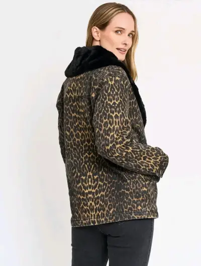 Abrigo de Leopardo con Cuello de Piel Sintética - miniatura 3