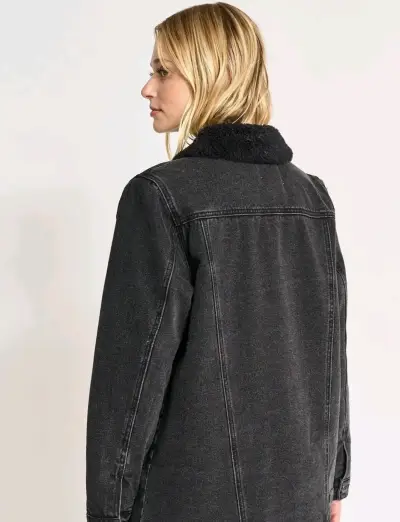 Chaqueta de mezclilla negra con forro de borrego - miniatura 3