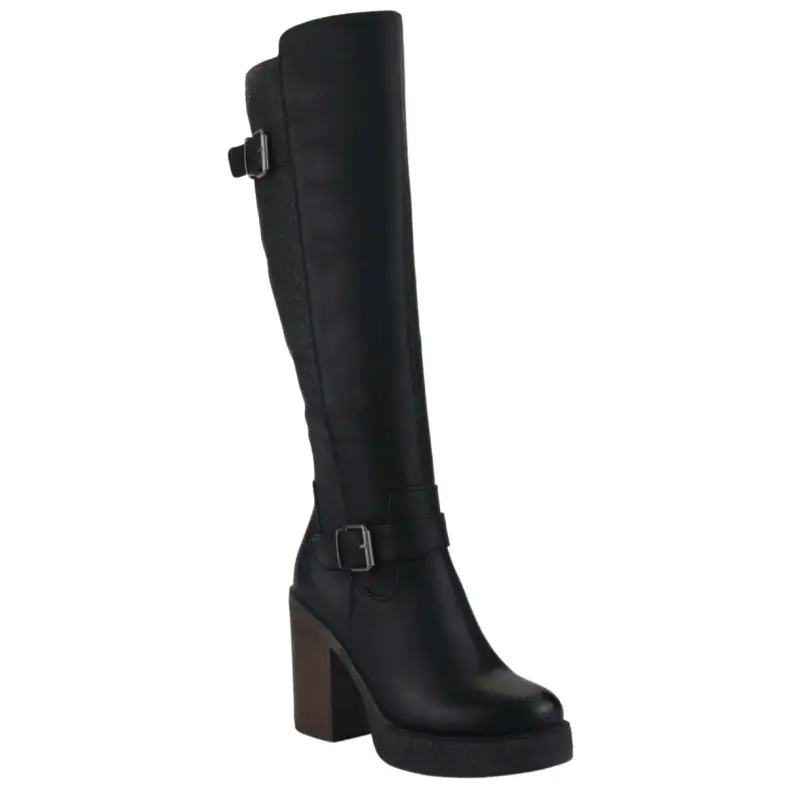 Botas negras de cuero con tacón alto - 3