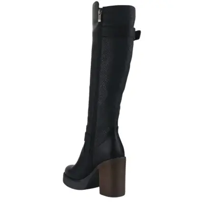 Botas negras de cuero con tacón alto - miniatura 4