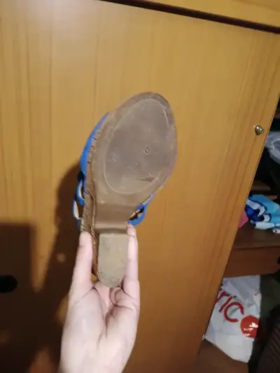 Sandalias de tacón azul con plataforma de corcho - miniatura 5